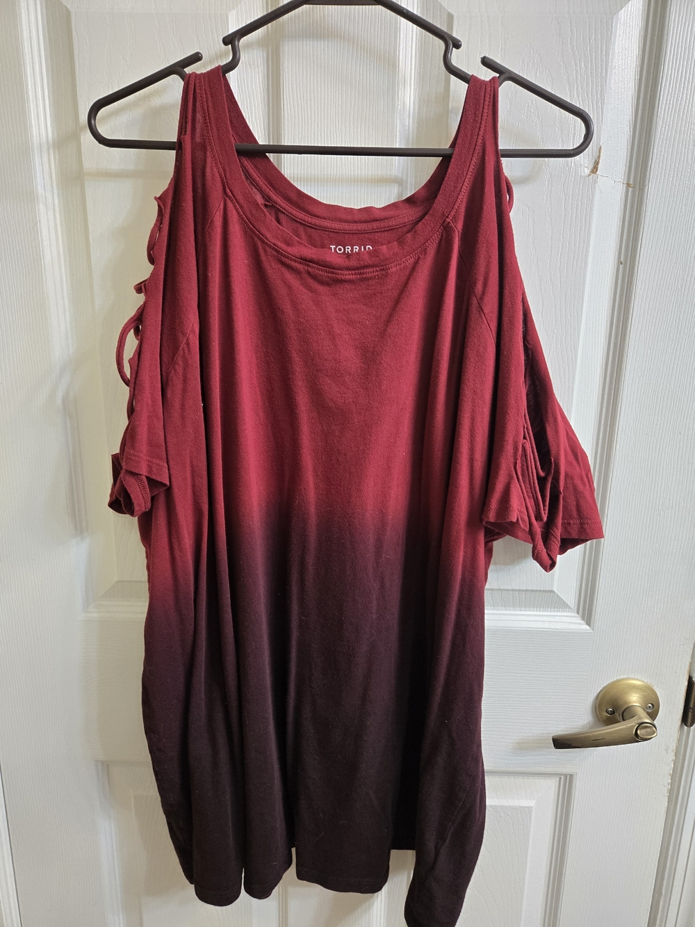 torrid Red Ombre Cold-Shoulder Tee